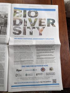 New York Times National Biodiversity Strategy ad