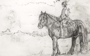 BIG HORSE WOMAN, Graphite